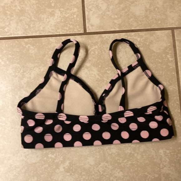 Pink polkadotted sports bra top, black and pink - Picture 2 of 3